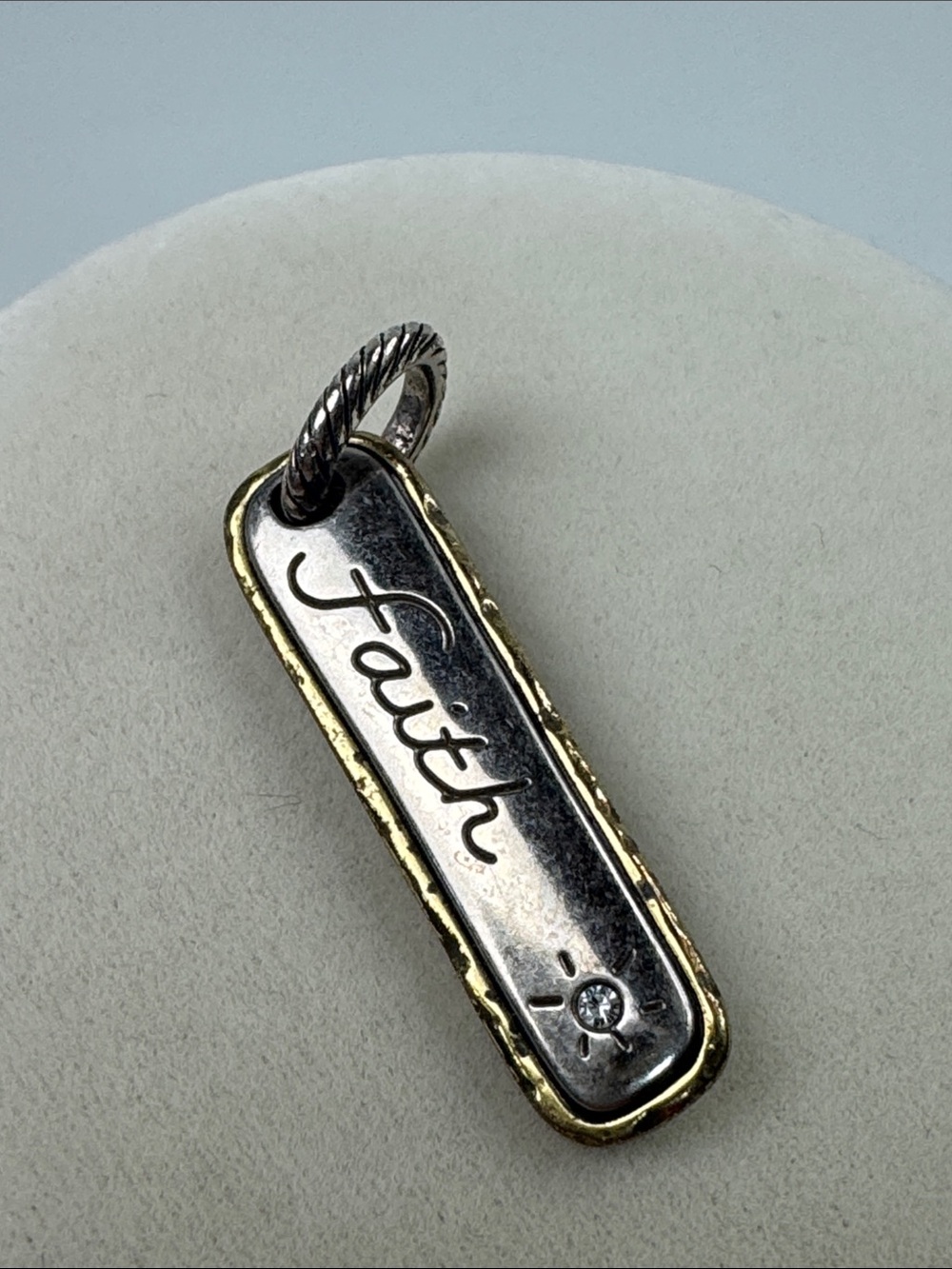 Brighton 'Faith' Two-Tone Bar Pendant in Silver and Gold sparkle gem